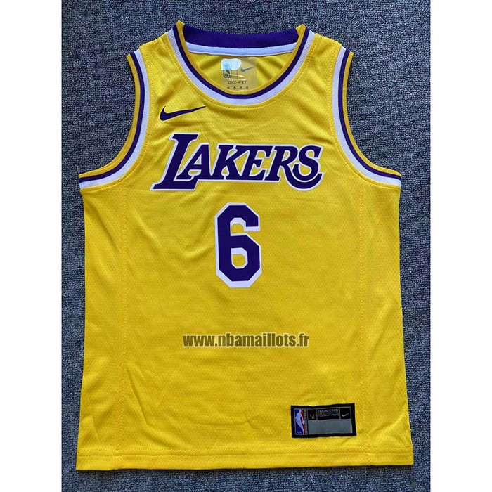Maillot Enfant Los Angeles Lakers LeBron James NO 6 Icon 2022-23 Jaune